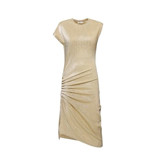 Paco Rabanne Dress Gold Drape Pression Dress in Lurex - Picture 3 of 14
